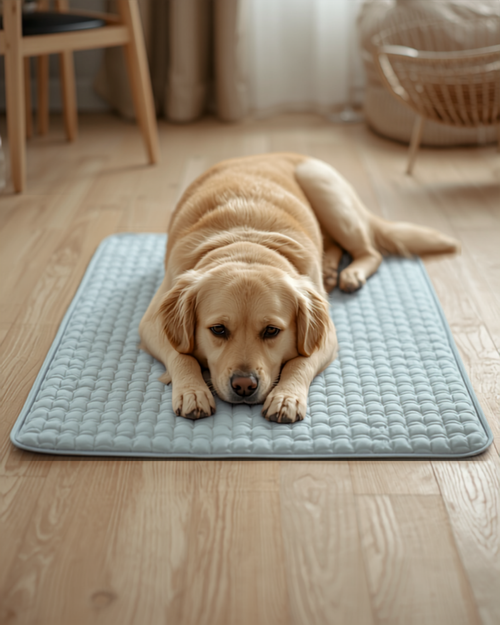 Dog relaxing on Petwizo cooling mat