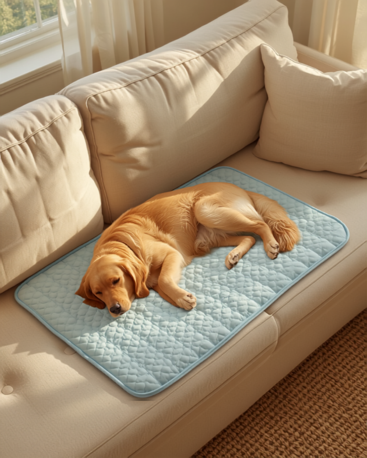 Dog relaxing on Petwizo cooling mat